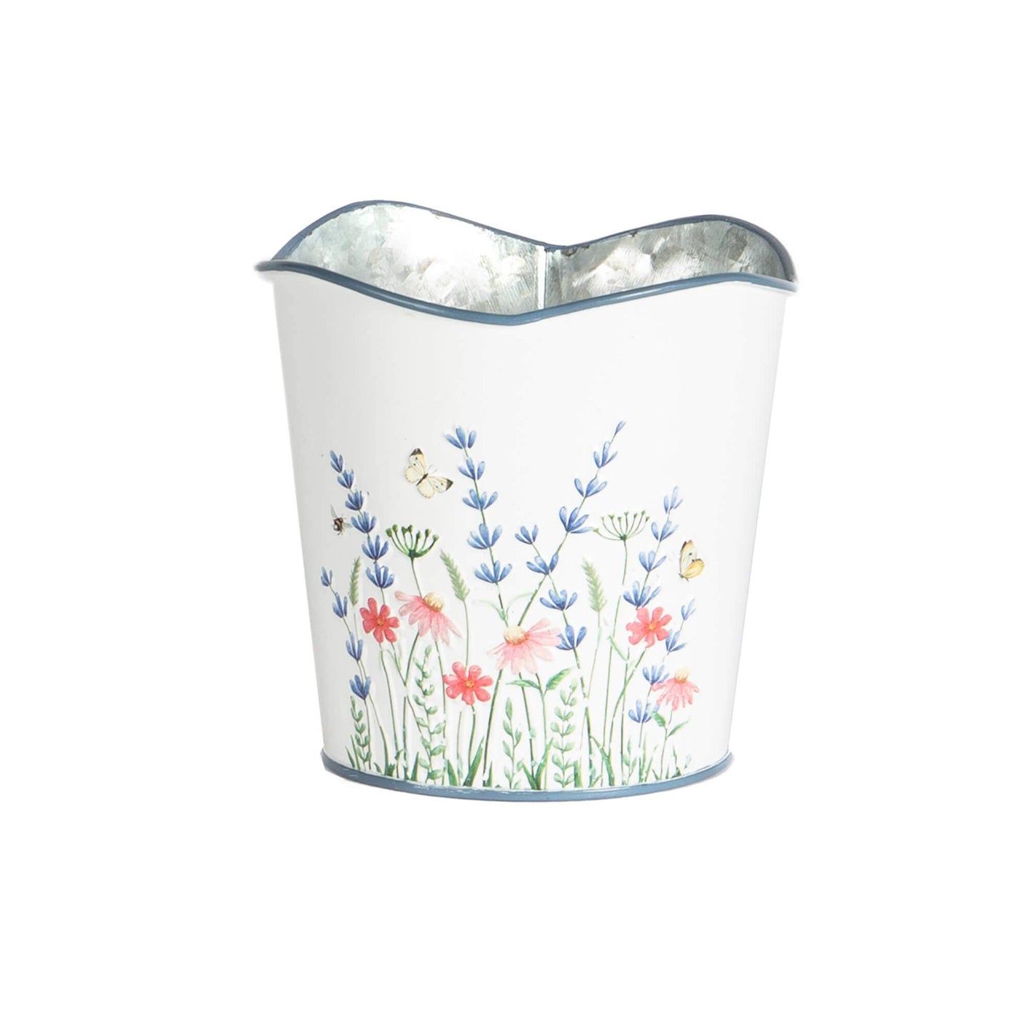 ROUND WHITE POT FLORAL EMBOSS