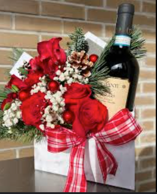 Wine Bottle paired with flowers