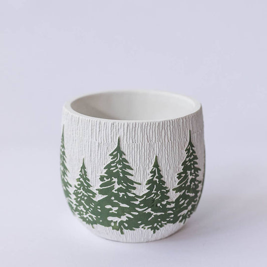 Green Pine Tree Cement Planter