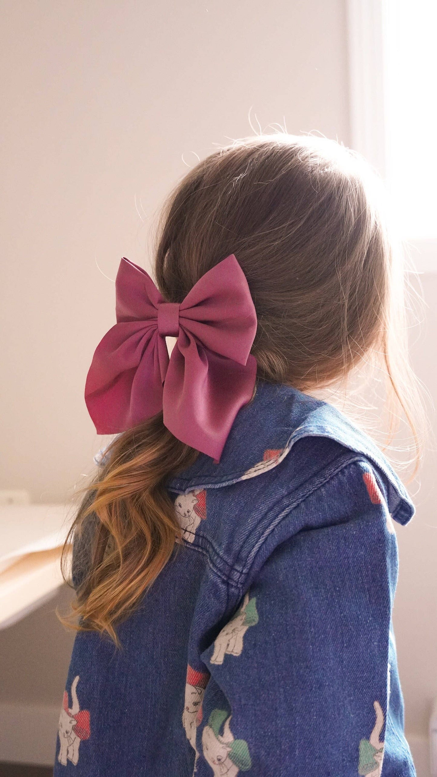 Large Satin Hair Bow Clip for Kids