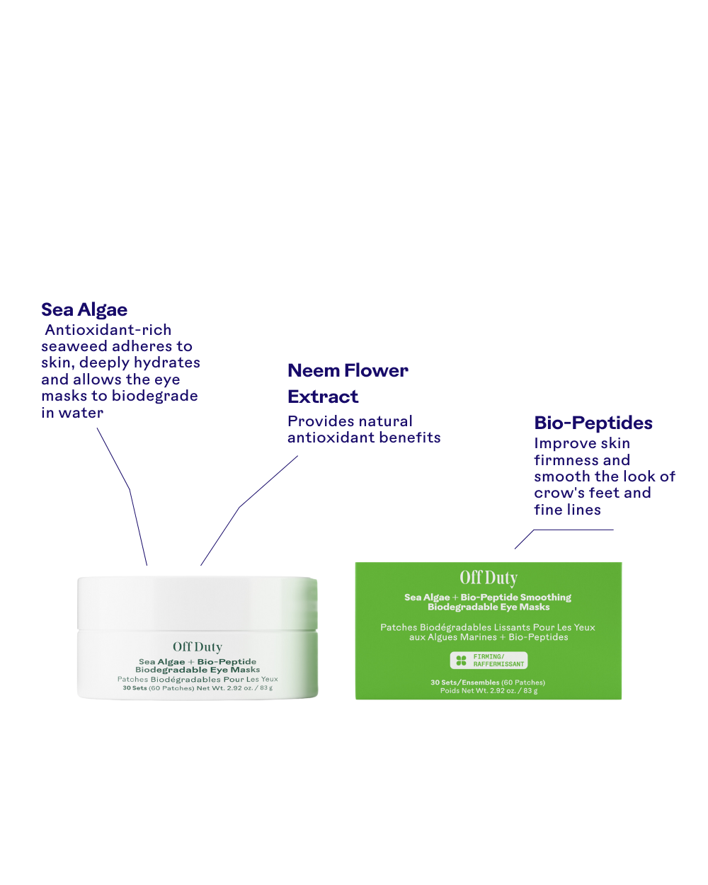 OffDuty™ Sea Algae + Bio-Peptide Smoothing Biodegradable Eye Masks