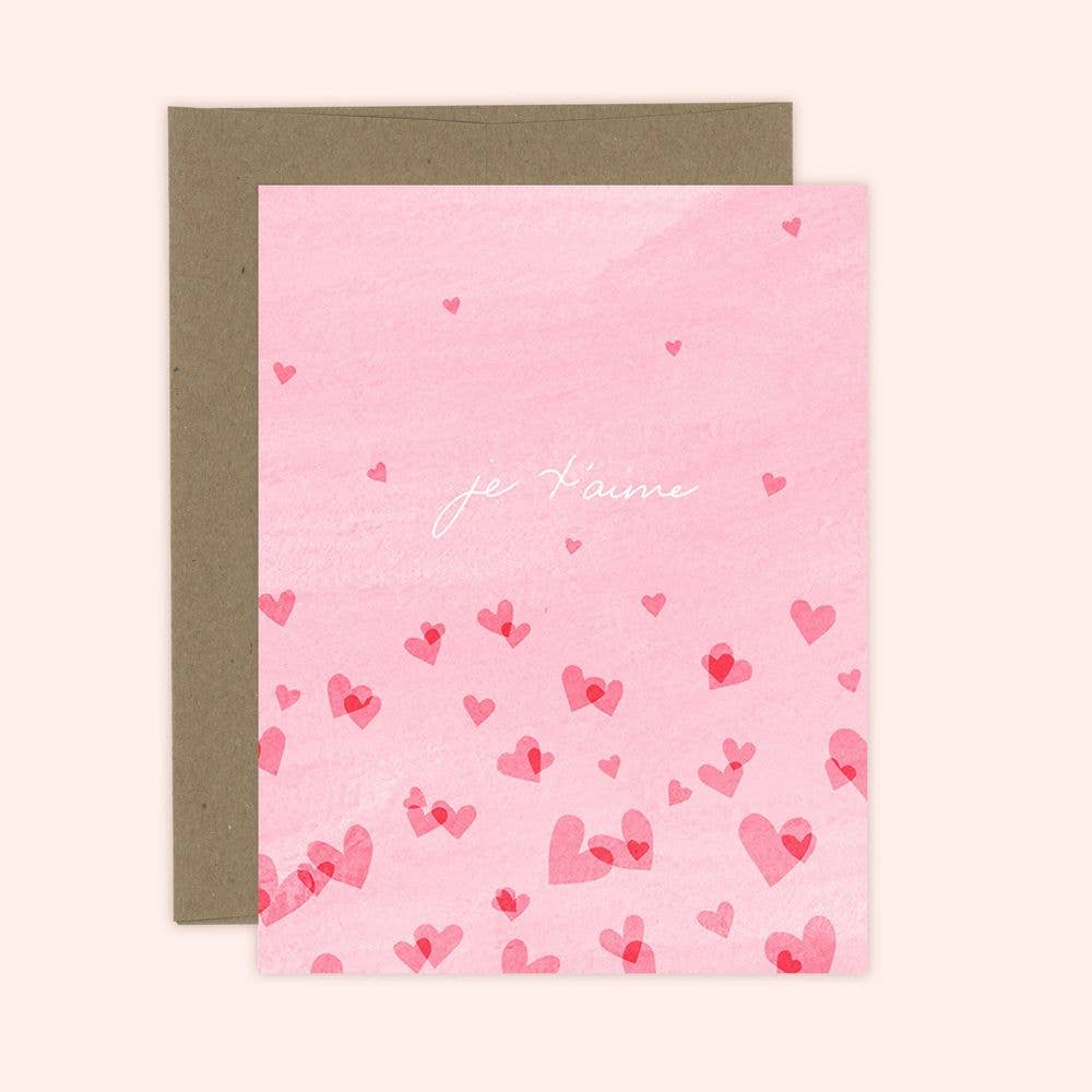 Je t'aime Pink Greeting Card