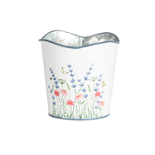 ROUND WHITE POT FLORAL EMBOSS