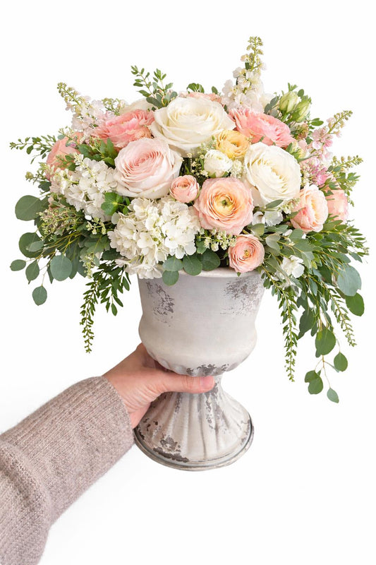 Metal Urn Antique White