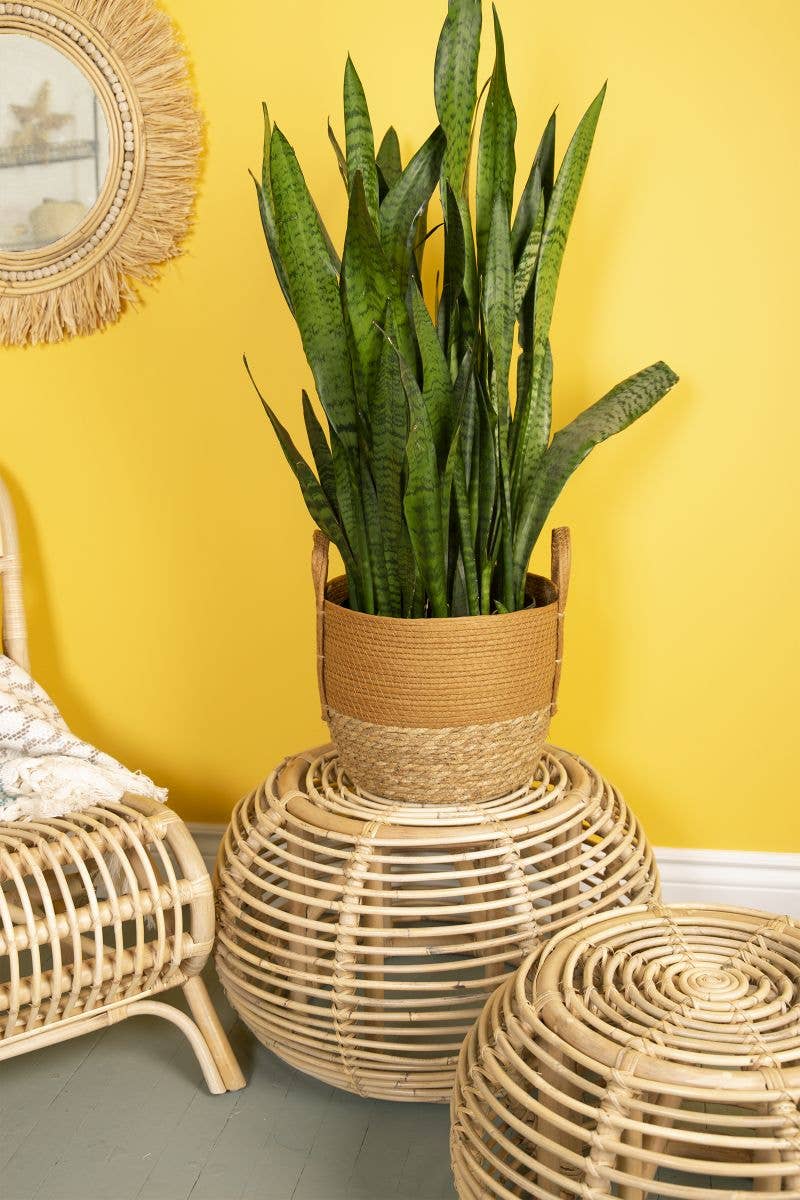 Rust/Natural Straw Basket Set of 3