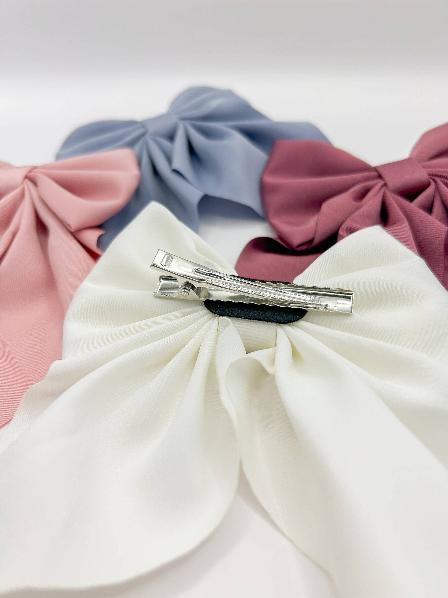 Large Satin Hair Bow Clip for Kids