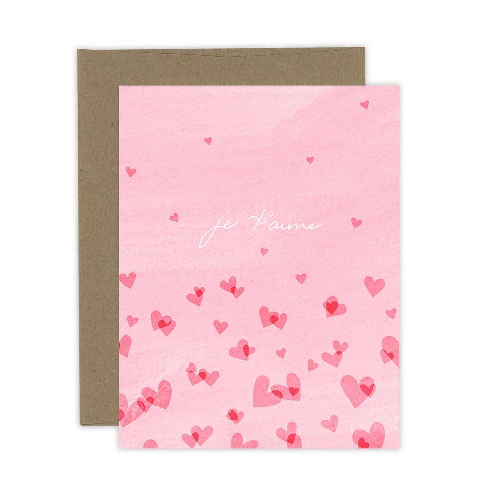 Je t'aime Pink Greeting Card