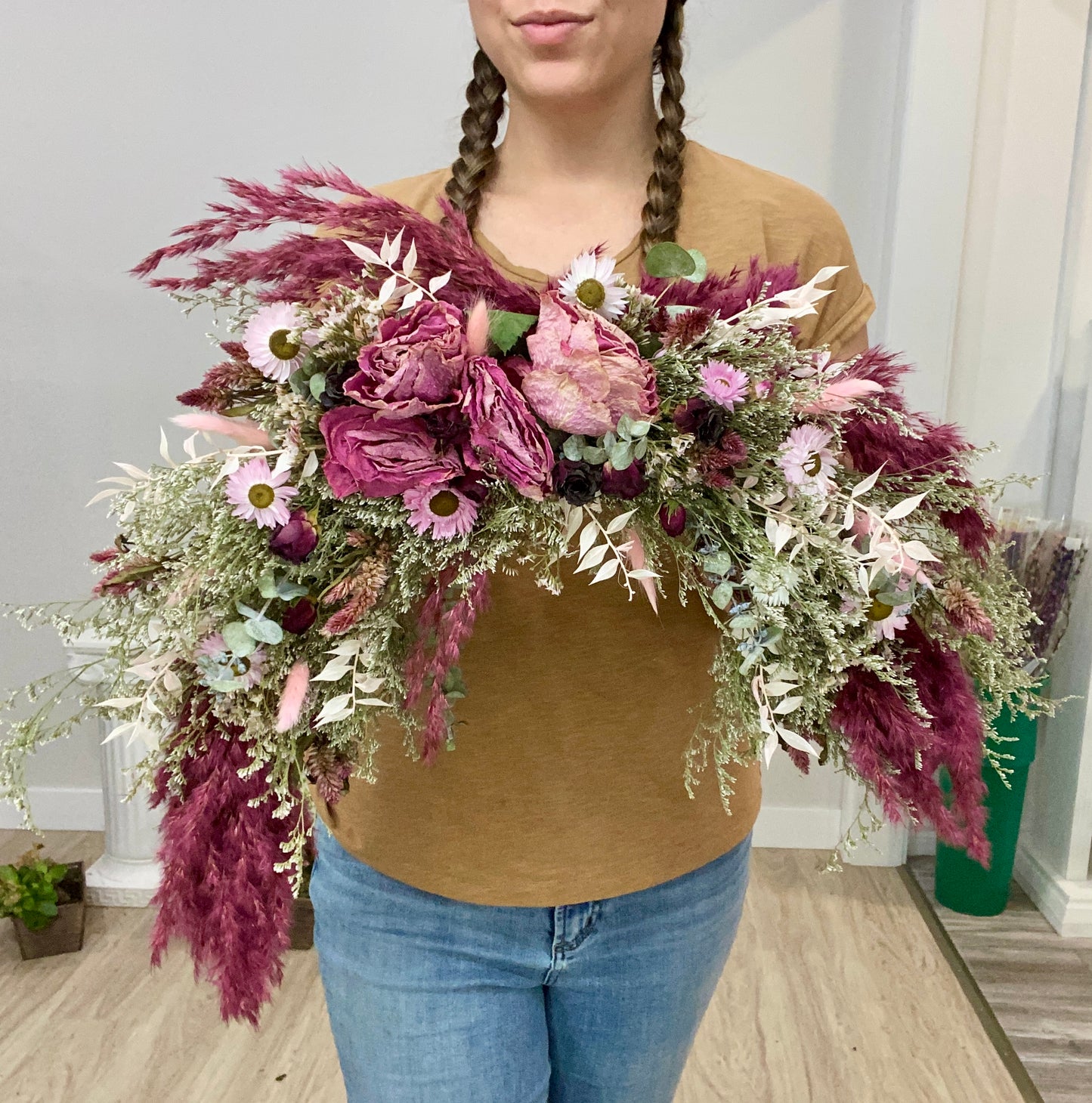 Dried Floral Crescent Arrangement