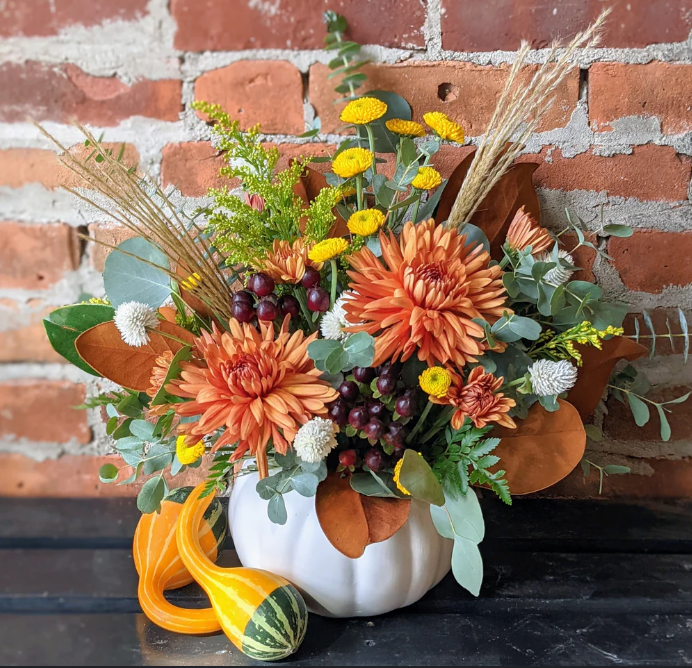White Pumpkin Flower Arrangement