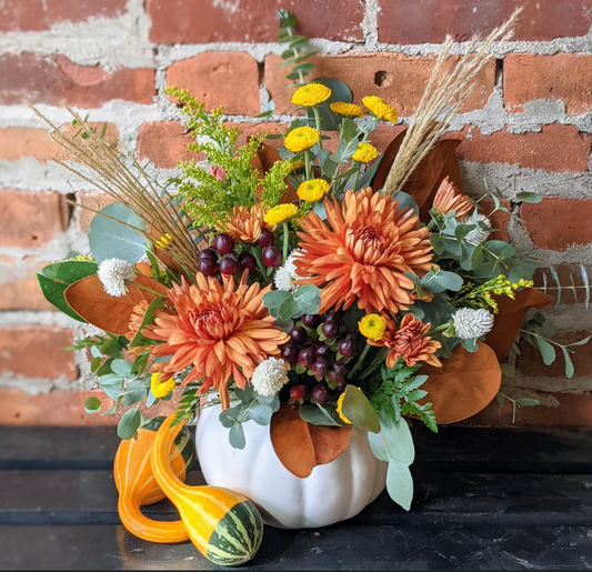 White Pumpkin Flower Arrangement