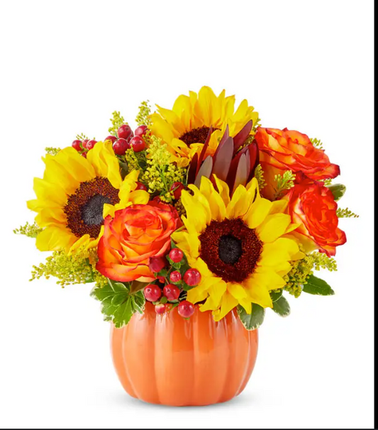 Orange Pumpkin Flower Arrangement