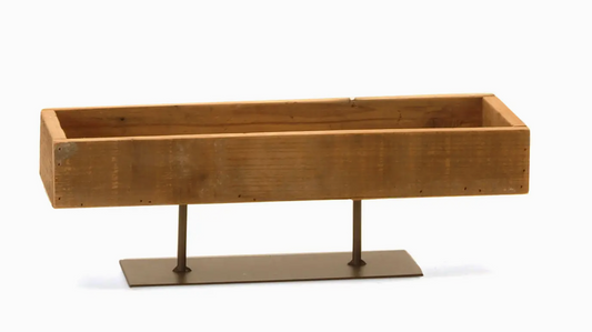 Rect Wood Tray On Metal Stand