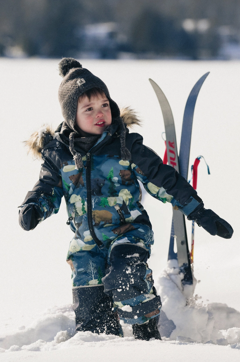 Kids One Piece Discover Snowsuit Blue Bear Print