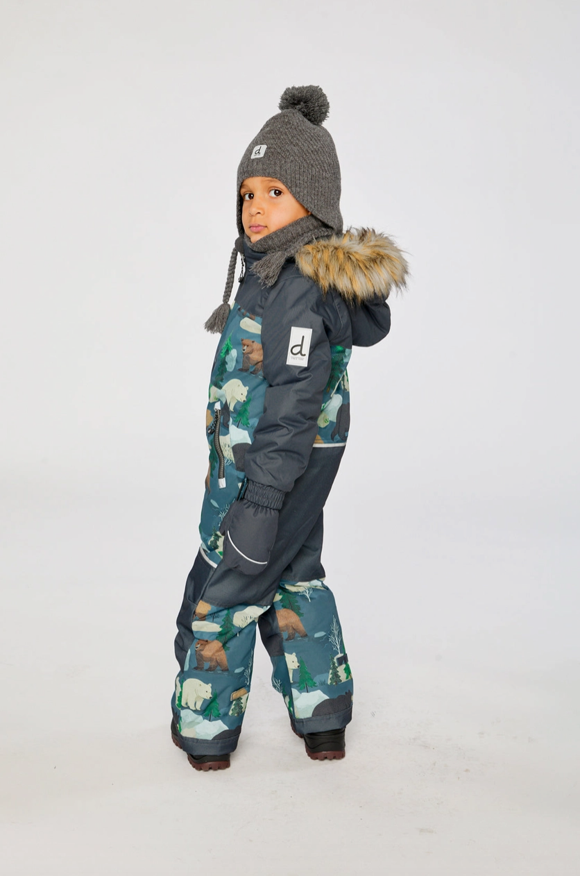 Kids One Piece Discover Snowsuit Blue Bear Print