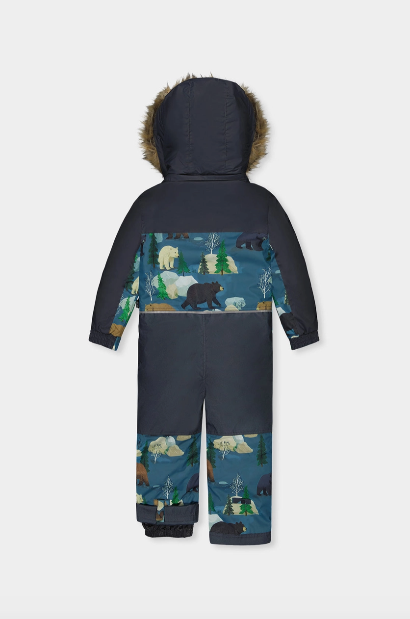 Kids One Piece Discover Snowsuit Blue Bear Print