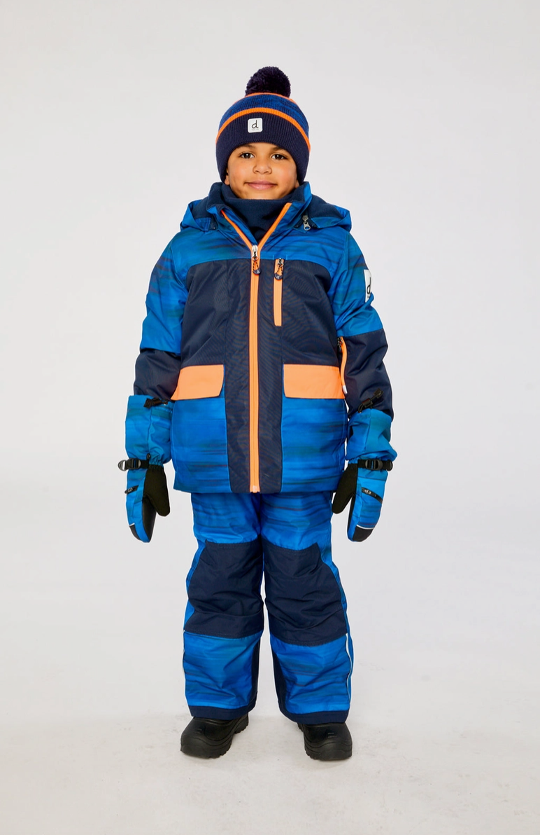 Two Piece Play Snowsuit Navy Blue and Orange with Blue Pants