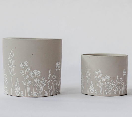 Terracotta Grey Flower Pot