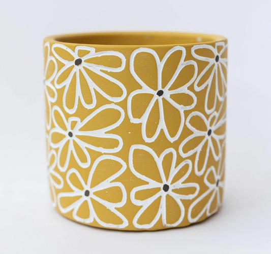 Yellow Cement flower Pot