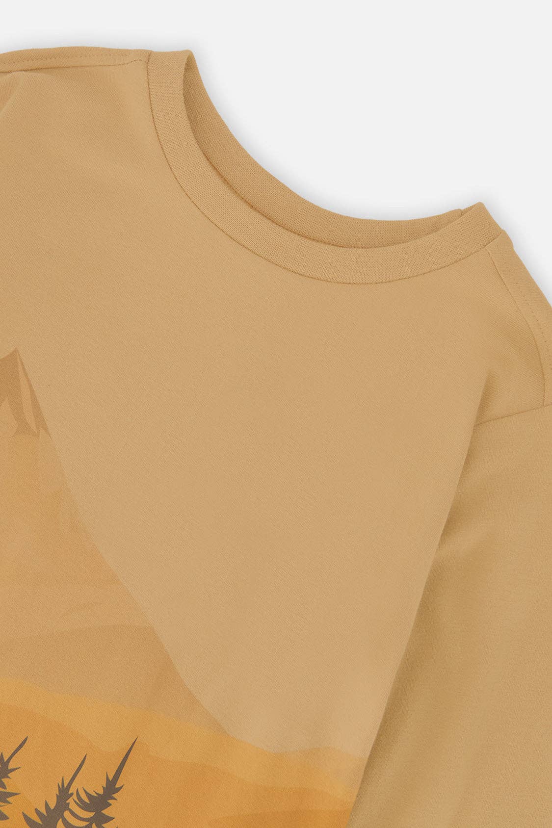 Long Sleeve Organic Cotton T-Shirt Beige