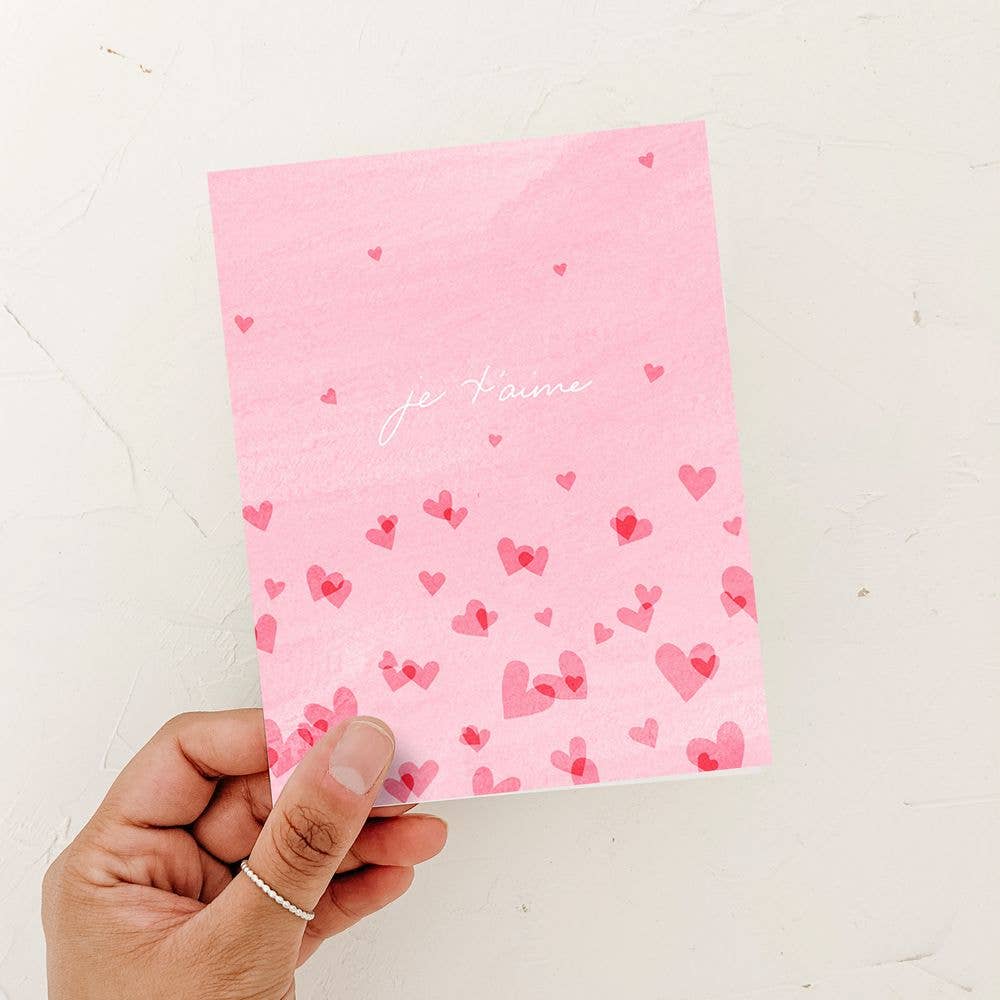 Je t'aime Pink Greeting Card