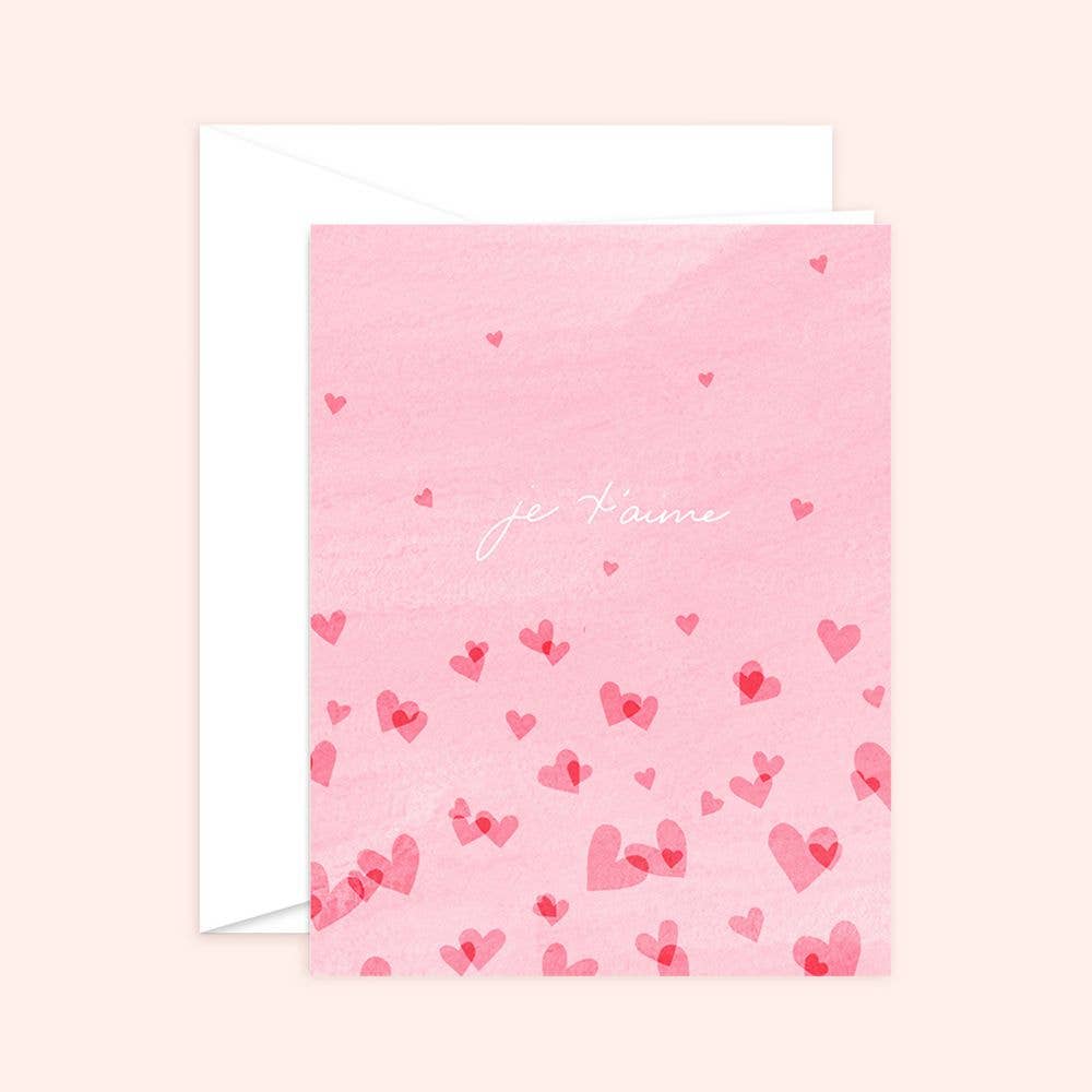 Je t'aime Pink Greeting Card